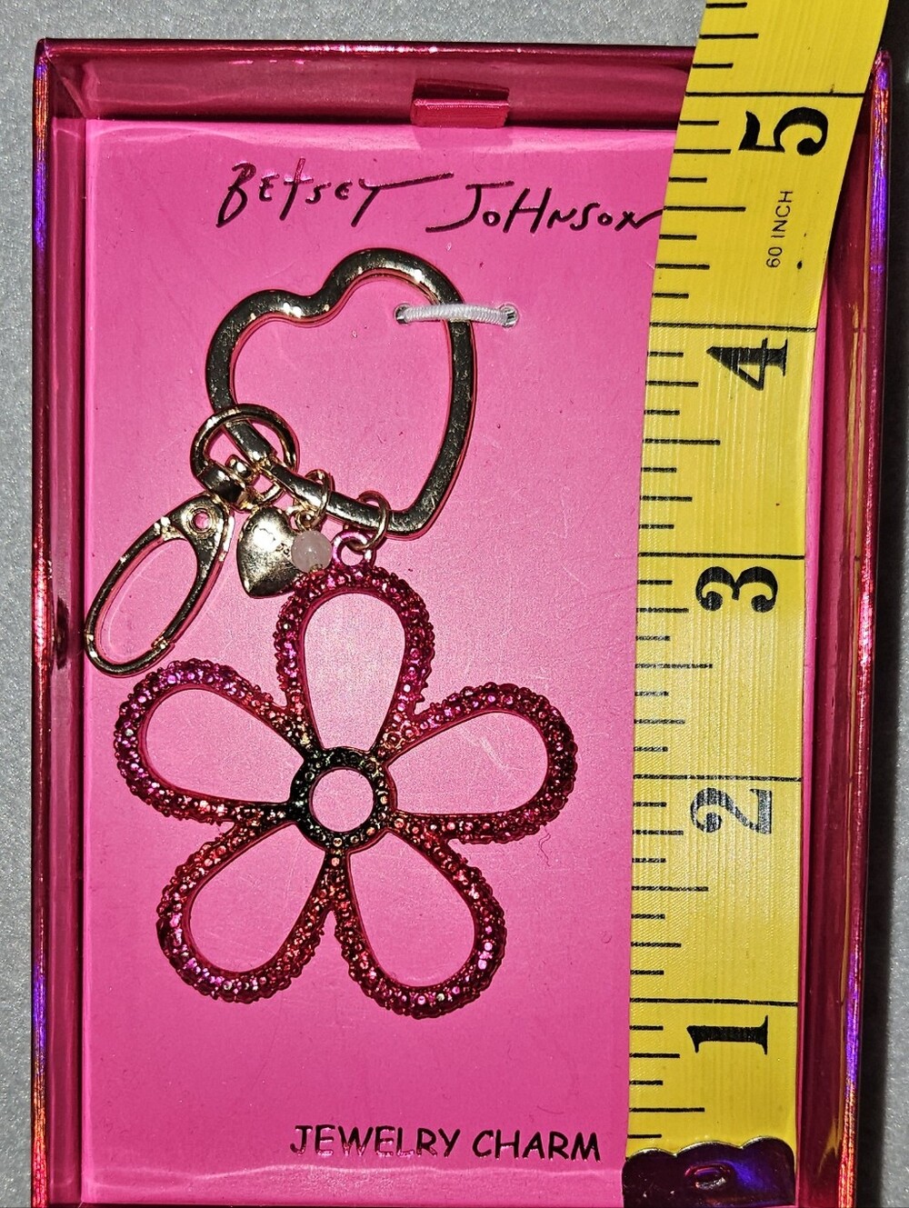 NWT Betsey Johnson Pink Rhinestone Flower Purse Charm / Bag Charm / Keychain - Picture 6 of 8